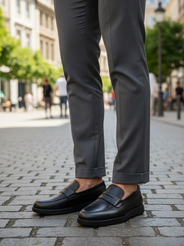 Kişi üçün Həqiqi Dəri Qara Loafer "Urban Comfort"