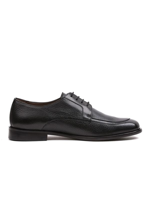 Natural Leather Black Classic Lace-Up Men's Shoes