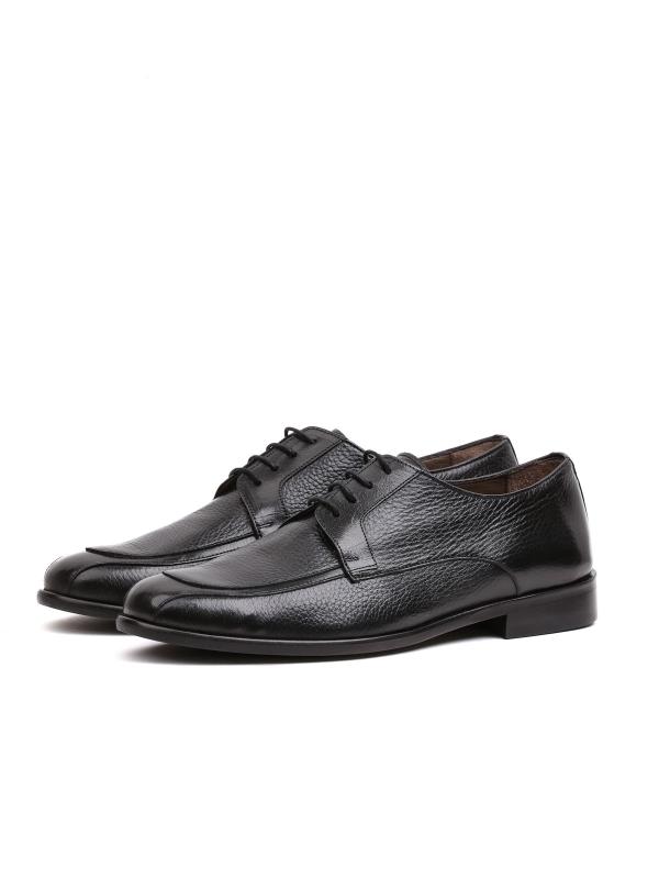 Natural Leather Black Classic Lace-Up Men's Shoes