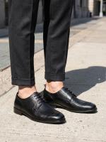 Natural Leather Black Classic Lace-Up Men's Shoes