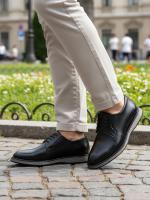 Kişi Həqiqi Dəri Komfort Dabanlı Klassik Ayaqqabı - Qara