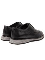 Tünd Mavi Dəri Klassik Kişi Ayaqqabısı - Kontrast Qara Dabanlı