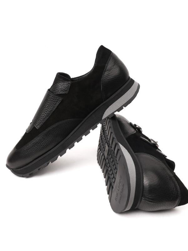 Qara Dəri Cüt Kəmərli (Monk Strap) Sneaker