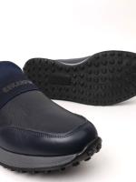 Tünd Göy Süet və Dəri Detallı Kişi Sneakerı