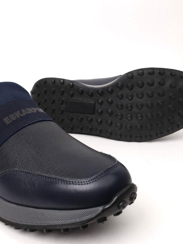 Tünd Göy Süet və Dəri Detallı Kişi Sneakerı