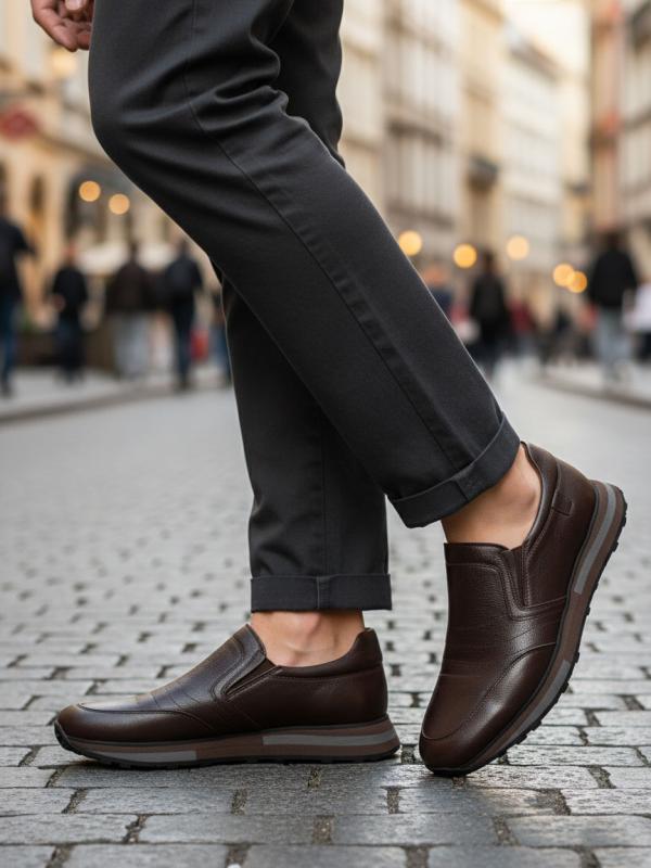 Gündəlik Rahat Kişi Ayaqqabı Natural Dəri (Slip-on Model)