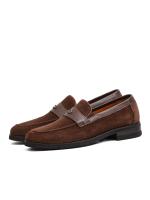 Dark Brown Suede and Leather Detailed Genuine Leather Men's Loafer