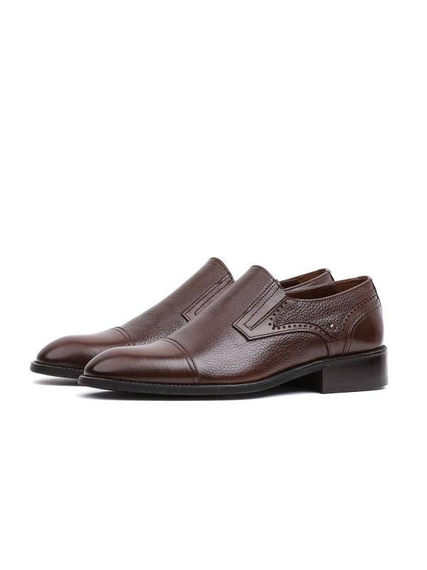 Genuine Leather Brown Classic Slip-On Men's Shoes