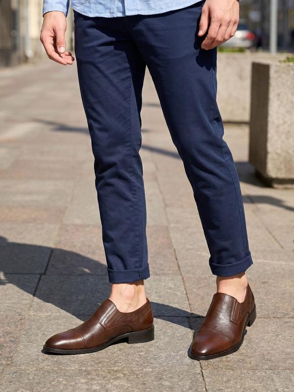 Genuine Leather Brown Classic Slip-On Men's Shoes