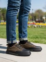 Eskarpini "Urban Style" Həqiqi Dəri Kişi Keti - Xaki və Qara