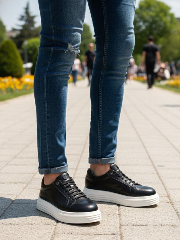 Təbii Dəri Platforma Altlıqlı Kişi Ayaqqabısı