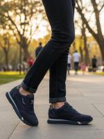 Natural Nubuk Dəri Tünd Göy Kişi Sneaker