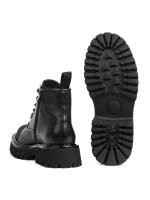 Doğal Deri Siyah Bağcıklı Kadın Botu