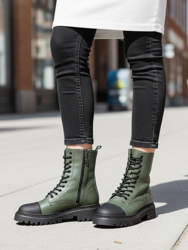 Zeytun Yaşılı Həqiqi Dəri Qadın Botu