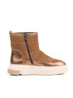 Qonur Süet və Metalik Parıltılı Həqiqi Dəri Yarımboğaz Çəkmə