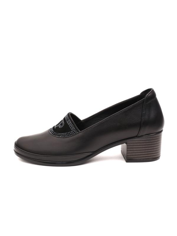 Qaş Detallı Həqiqi Dəri Blok Daban Qadın Ayaqqabısı