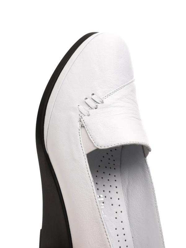 Təbii Dəri Ağ Dolğu Dabanlı Rahat Qadın Ayaqqabısı