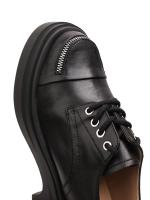 Təbii Dəri Önü Fermuar Detallı Qalın Dabanlı Qadın Ayaqqabısı