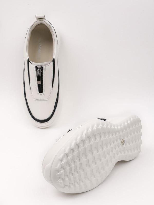 Doğal Deri Önü Fermuarlı Kadın Spor Sneaker