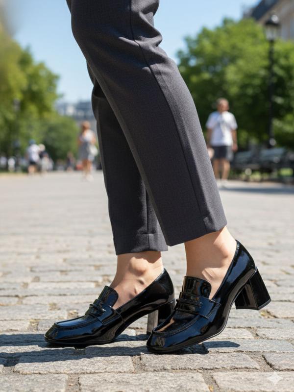 Qara Laklı Həqiqi Dəri Lofer - Blok Daban