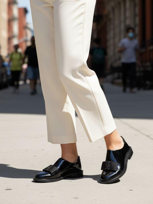 Qadın Həqiqi Dəri Laklı Loafer – Parlaq Daşlı Bantlı Model