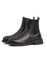 Həqiqi Dəri Hörmə Naxışlı Qara Çelsi Bot