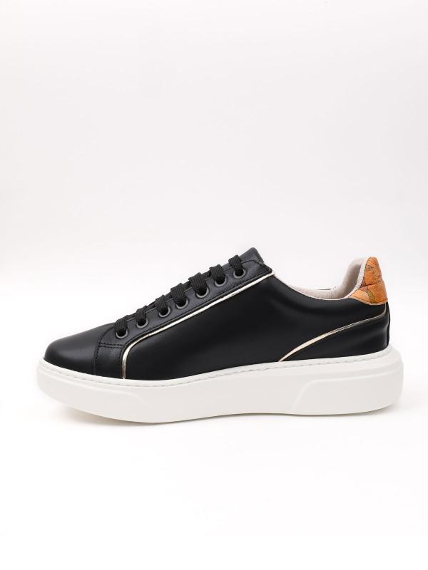 Harita Desenli Hakiki Deri Kadın Sneaker