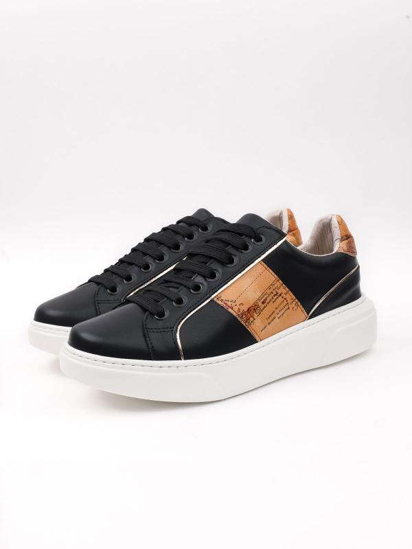 Harita Desenli Hakiki Deri Kadın Sneaker