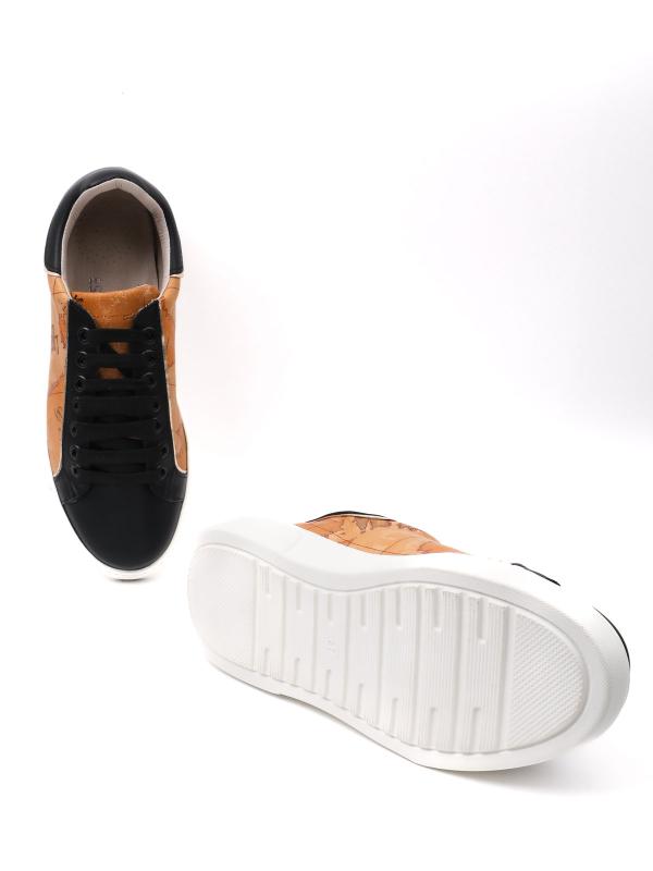 Antik Harita Desenli Hakiki Deri Kadın Spor Ayakkabı