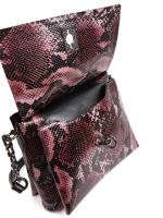 Natural Leather Snake Pattern Chain Detail Women's Shoulder Bag - Burgundy