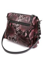 Natural Leather Snake Pattern Chain Detail Women's Shoulder Bag - Burgundy