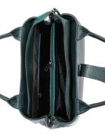 Dark Green Genuine Leather Women's Bag with Croco Details