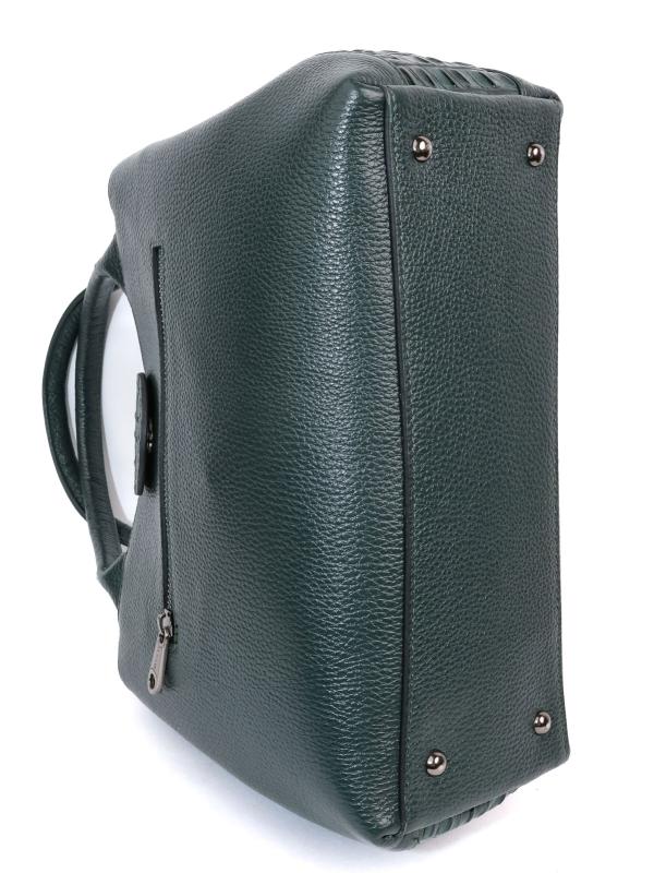 Dark Green Genuine Leather Women's Bag with Croco Details