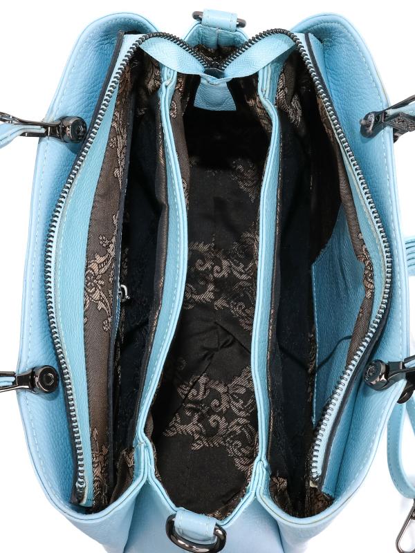 Premium Natural Leather Blue Women's Handbag – Spacious & With Shoulder Strap