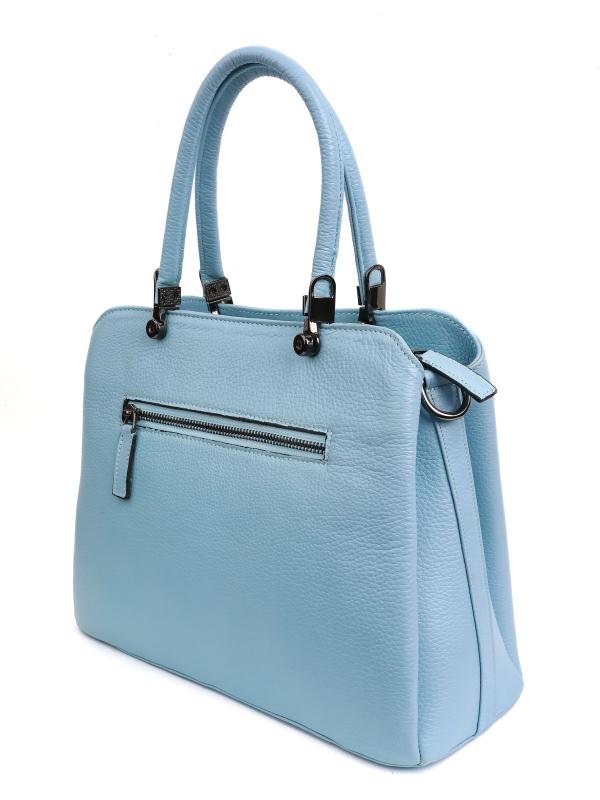 Premium Natural Leather Blue Women's Handbag – Spacious & With Shoulder Strap