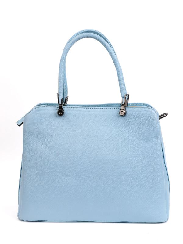 Premium Natural Leather Blue Women's Handbag – Spacious & With Shoulder Strap