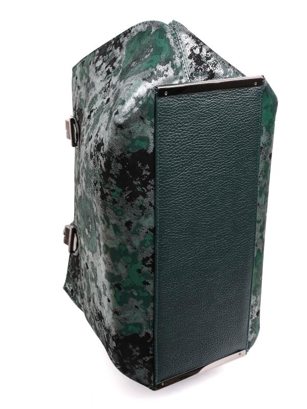 Silver-Green Abstract Patterned Genuine Leather Women's Handbag