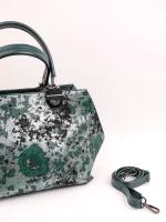 Silver-Green Abstract Patterned Genuine Leather Women's Handbag