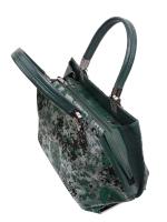 Silver-Green Abstract Patterned Genuine Leather Women's Handbag
