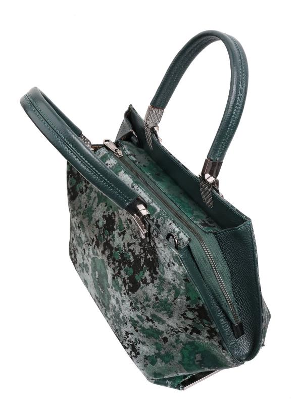 Silver-Green Abstract Patterned Genuine Leather Women's Handbag