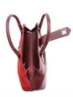 Patterned Suede Detailed Genuine Leather Women's Handbag - Bordeaux