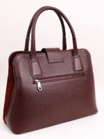 Patterned Suede Detailed Genuine Leather Women's Handbag - Bordeaux