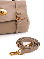 Genuine Leather Beige Women's Bag with Braided Handle