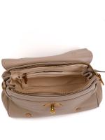 Genuine Leather Beige Women's Bag with Braided Handle