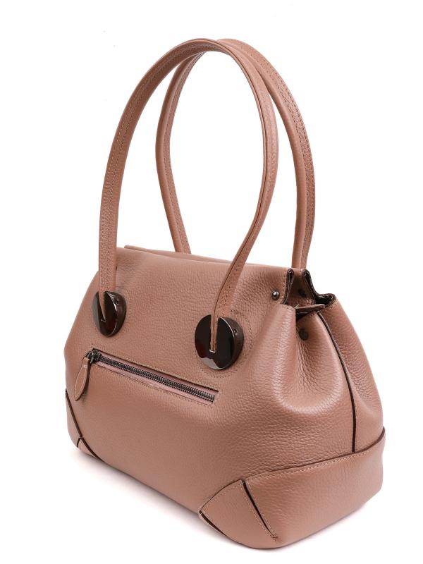 Salmon Colored Premium Genuine Leather Women's Shoulder Bag