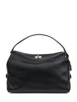 Eskarpini Premium Black Genuine Leather Women's Bag – With Silver Details and Shoulder Strap