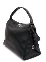 Eskarpini Premium Black Genuine Leather Women's Bag – With Silver Details and Shoulder Strap