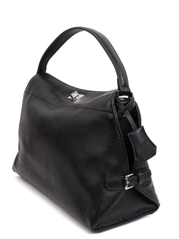 Eskarpini Premium Black Genuine Leather Women's Bag – With Silver Details and Shoulder Strap
