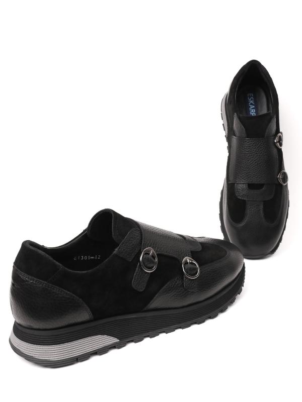 Qara Dəri Cüt Kəmərli (Monk Strap) Sneaker