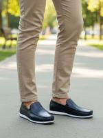 Kişi Lacivərd Həqiqi Dəri Mokasin – Müasir İdman Altlıqlı